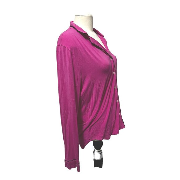 Victoria's Secret Hot Pink Collared Soft Sleep Shirt Sz Small Womens Long Sleeve - Picture 8 of 13